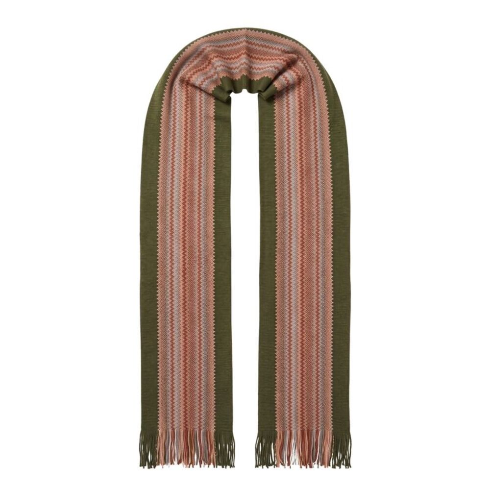 Missoni Olive Green Classic Chevron Wool Blend Scarf